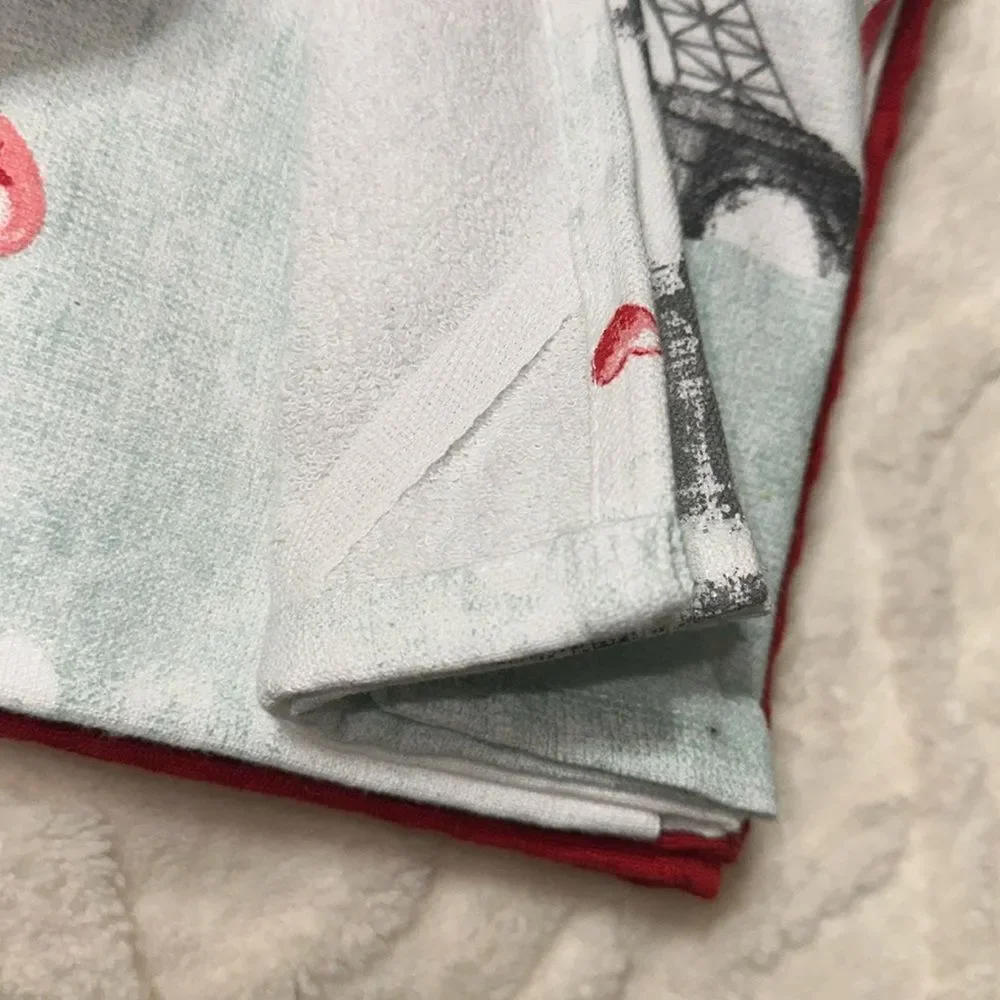 City of LOVE White Graphic PARIS Eiffel Tower Cotton Blend Kitchen Tea Towels